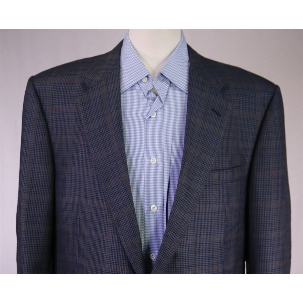 Hickey Freeman Custom Blazer Blue Black Brown 2-Btn Sportcoat Jacket 44L - Picture 3 of 8